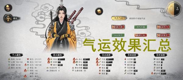 鬼谷八荒先天气运组合效果大全 天气运组合列表图汇总