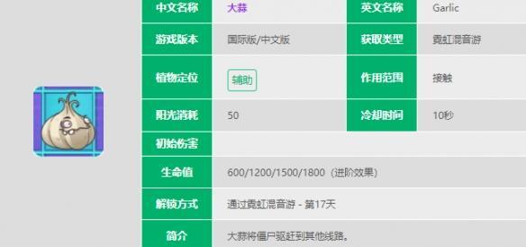 植物大战僵尸2大蒜技能介绍