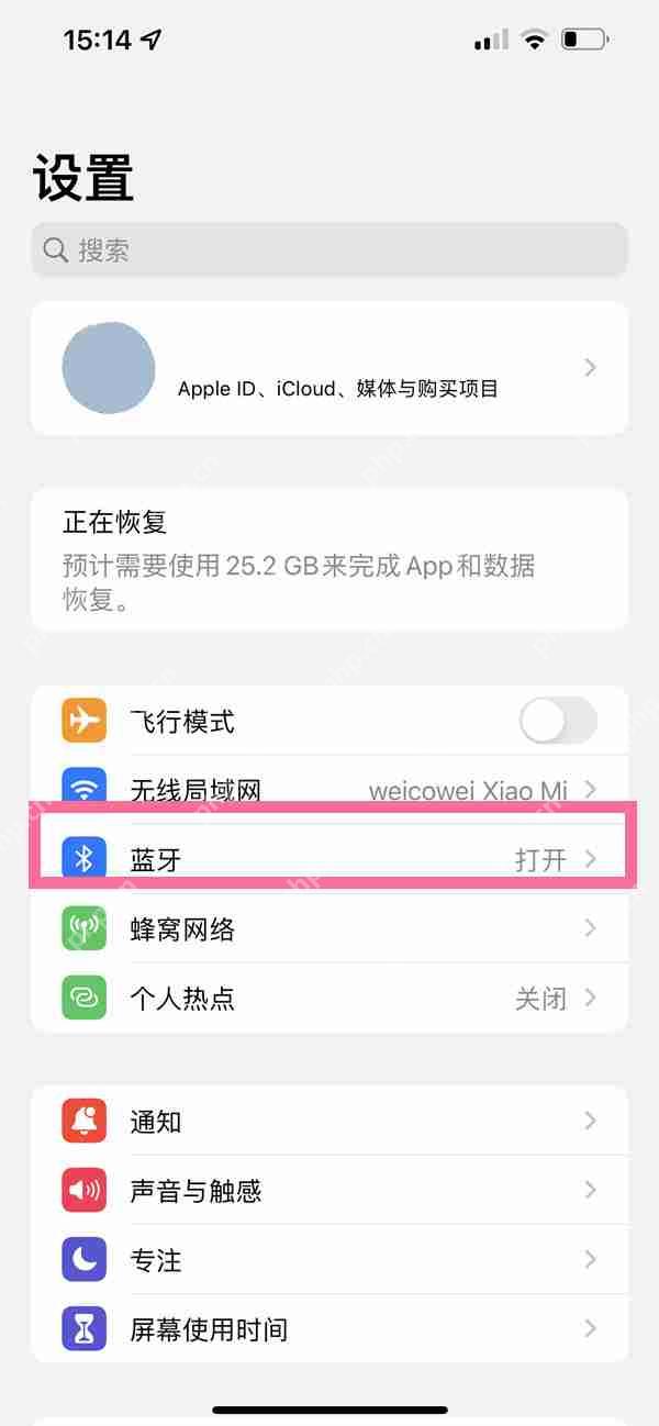 苹果14plus蓝牙在哪里开启