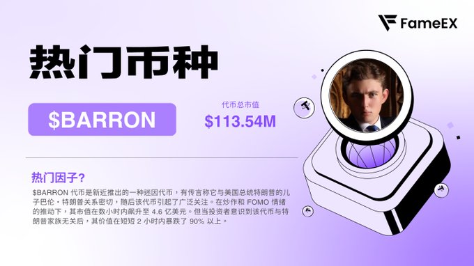 $BARRON币:受巴伦·特朗普网络神秘感启发的迷因币