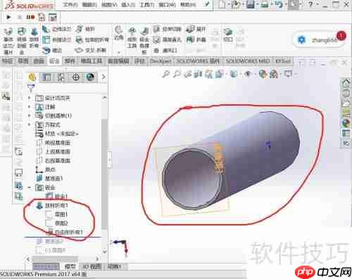 SW钣金:圆管展开图中如何画圆