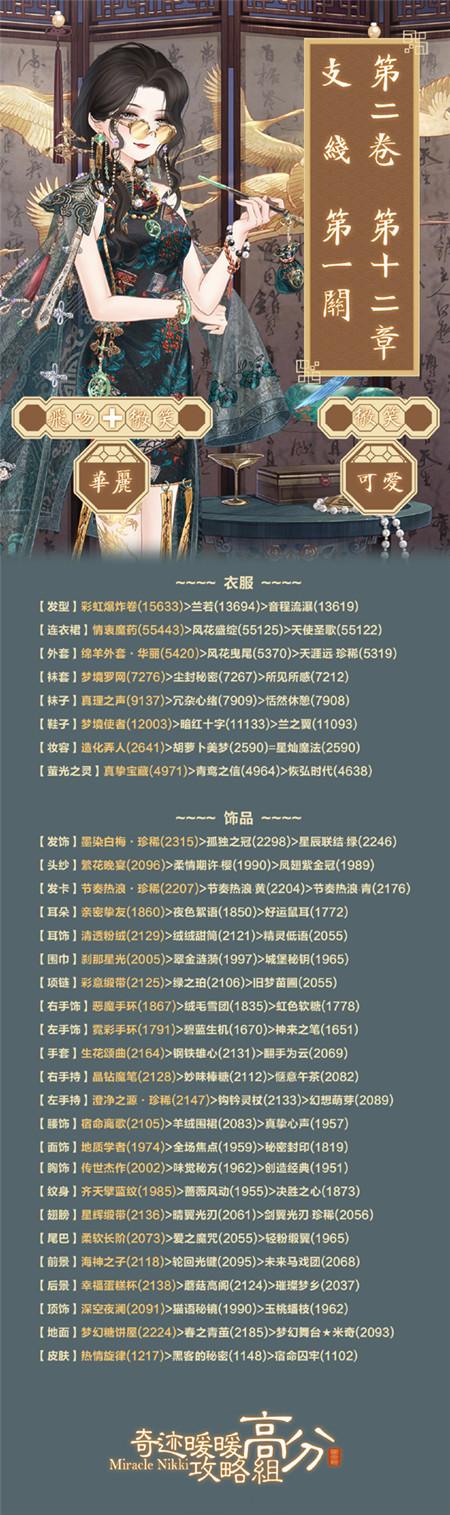 奇迹暖暖第二卷第十二章支线第一关怎么搭配？高分搭配方案图推荐[图]