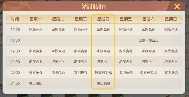 梦想新大陆限时活动时间表 限时活动优先级一览