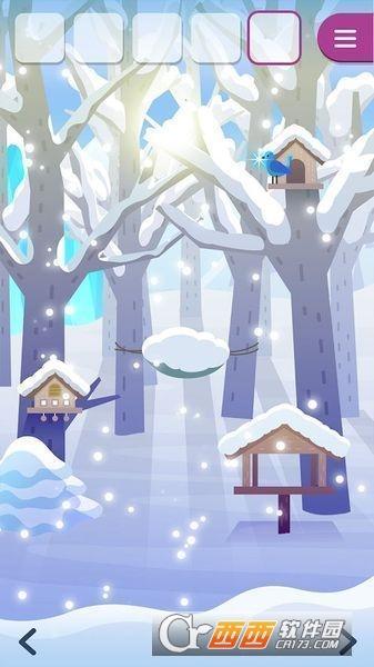 动物们与下雪的岛