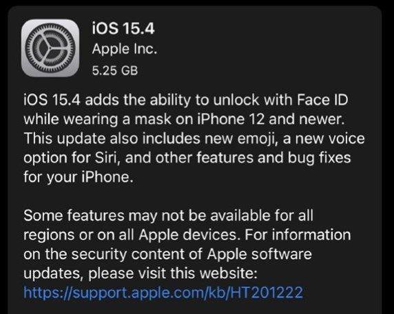 ios15.4正式版什么时候更新，ios15.4正式版推送时间