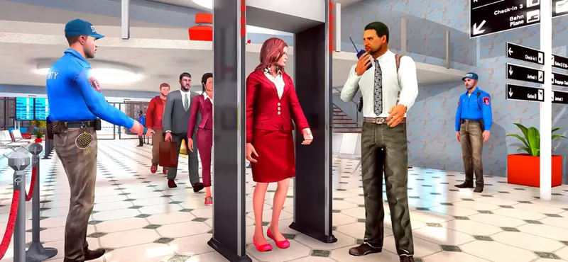 机场安全逮捕边境巡逻警官机场扫描仪