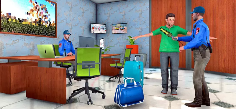 机场安全逮捕边境巡逻警官机场扫描仪