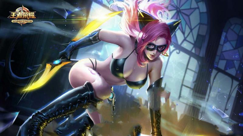 《王者荣耀》阿轲暗夜猫娘去掉所有服装不遮挡图片