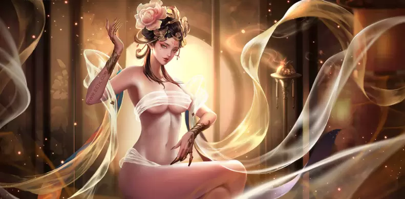 《王者荣耀》杨玉环去掉所有服装很享受样子