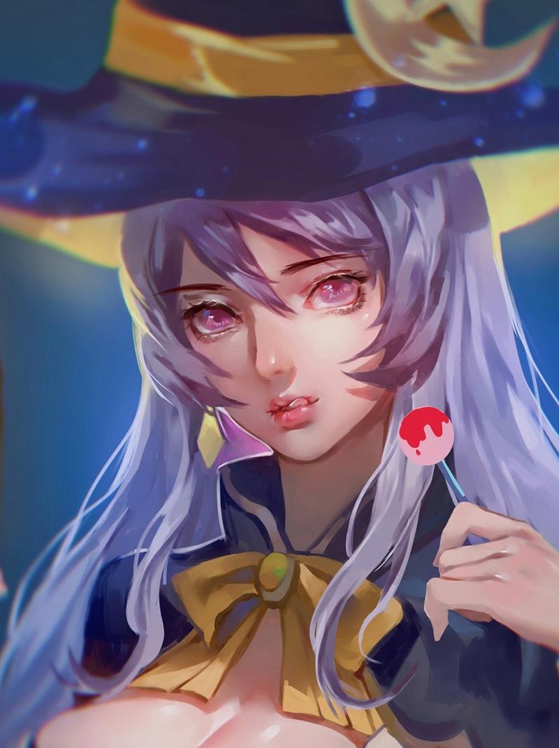 王者荣耀女角色王昭君吃棒棒糖脸红吐舌头