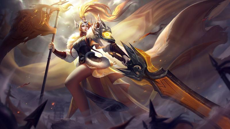 王者荣耀皮肤冠军飞将P图花木兰脱掉大毛皮靴