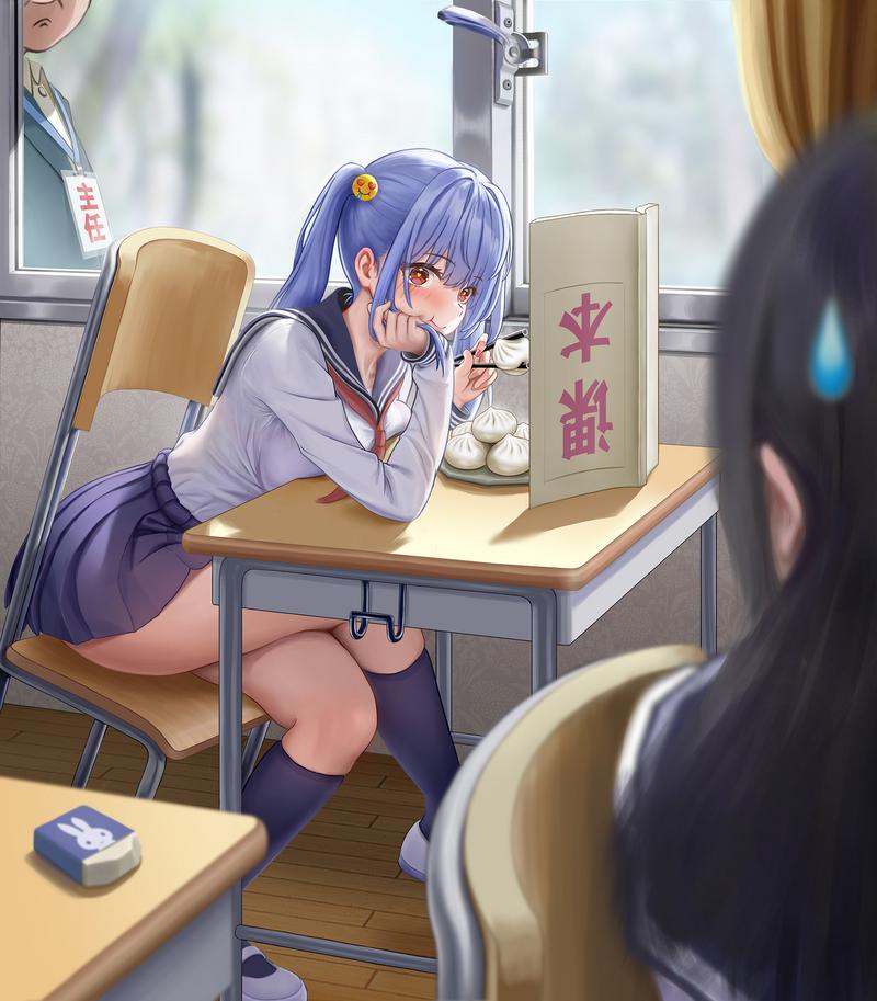 教室水手服动漫人物图片