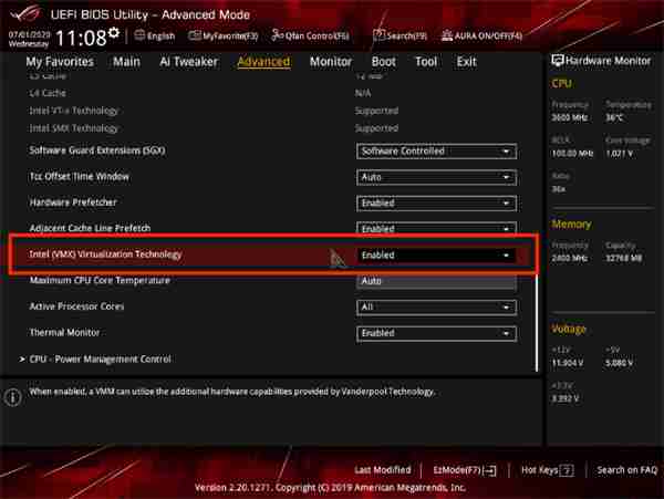 华硕(ASUS)主板开启vt教程