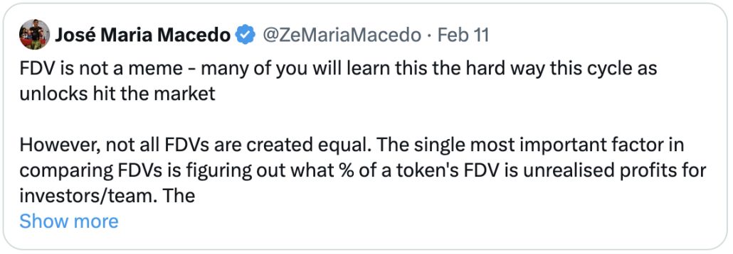 高FDV币不是Meme，大额解锁不等于项目归零