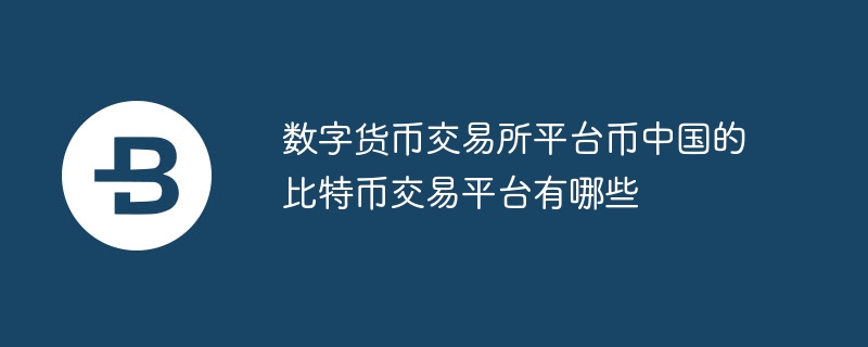 数字货币交易所平台币中国的比特币交易平台有哪些