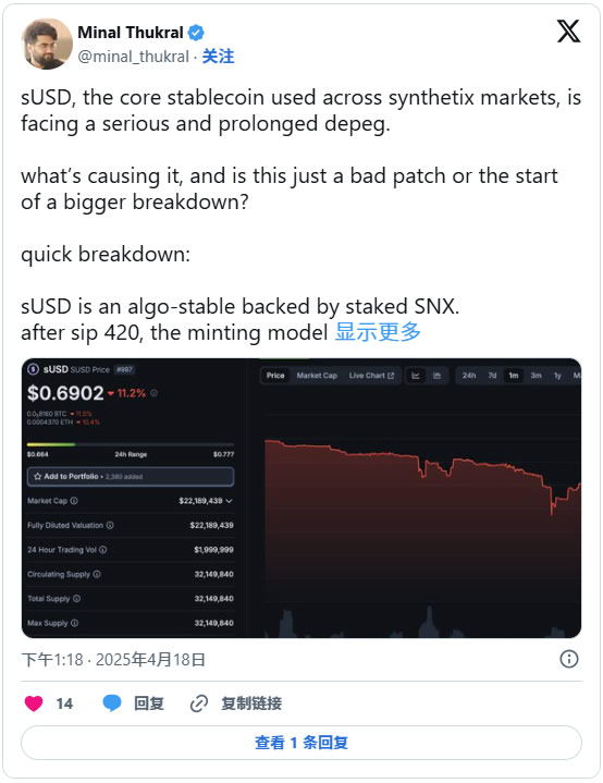 sUSD面临长期脱钩,脱钩原因是什么？sUSD币还有救吗？