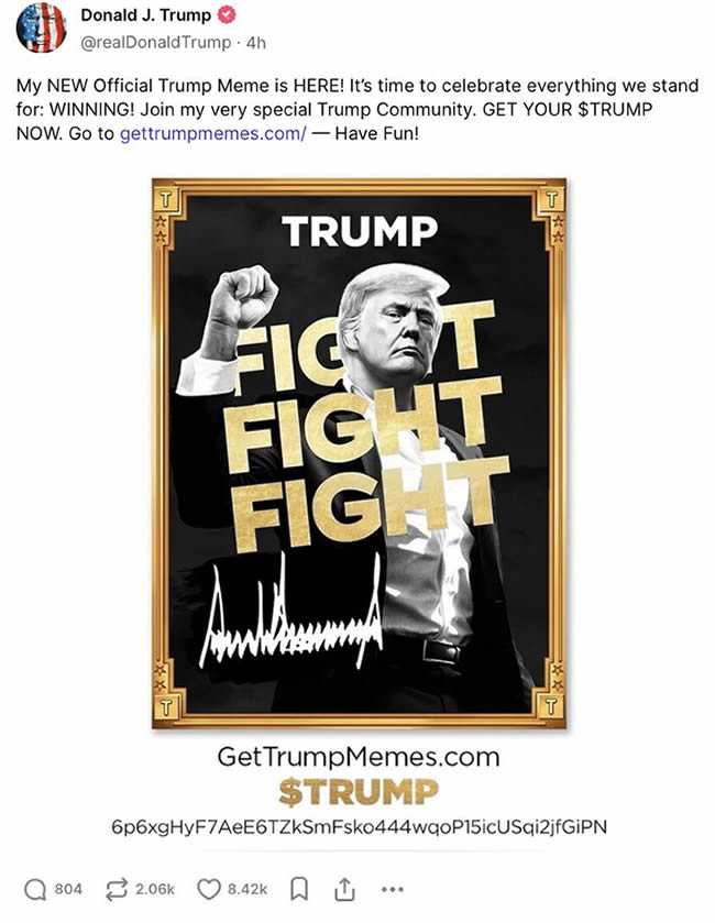 特朗普官方币TRUMP币价格预测:市值暴涨至150亿美元(附官方地址)