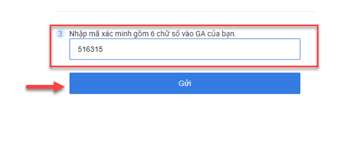 输入6位验证码，然后点击发送按钮