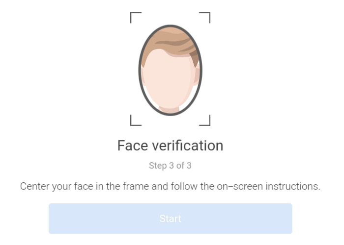 人脸扫描完成KYC身份验证