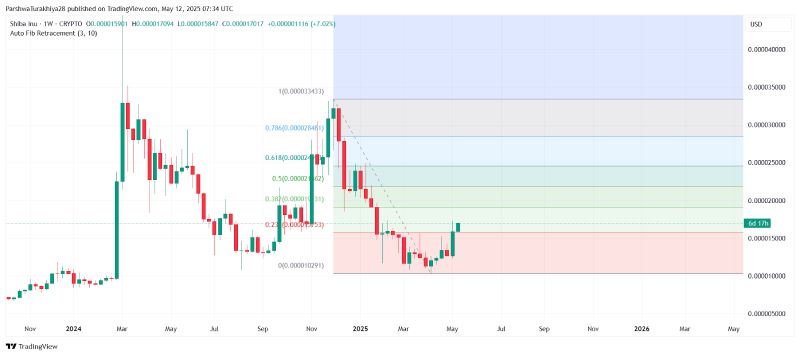 SHIB今日价格预测:BTC达到12.5万美元,SHIB能达到0.0001美元吗?