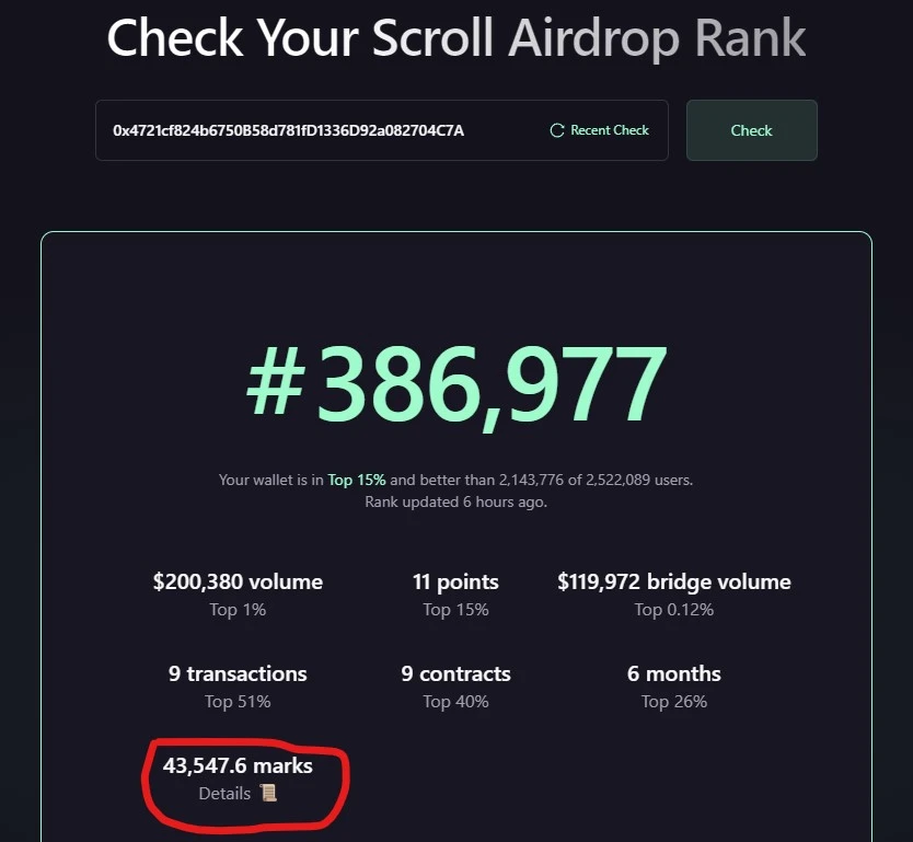Scroll空投前夕,深扒Scroll团队地址都有多少积分？