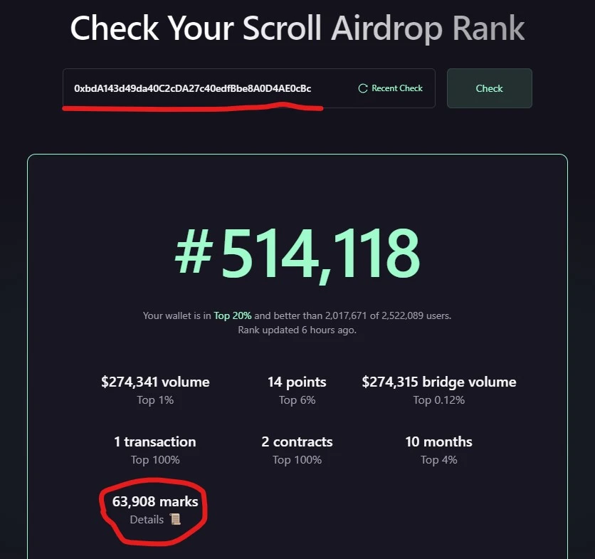 Scroll空投前夕,深扒Scroll团队地址都有多少积分？