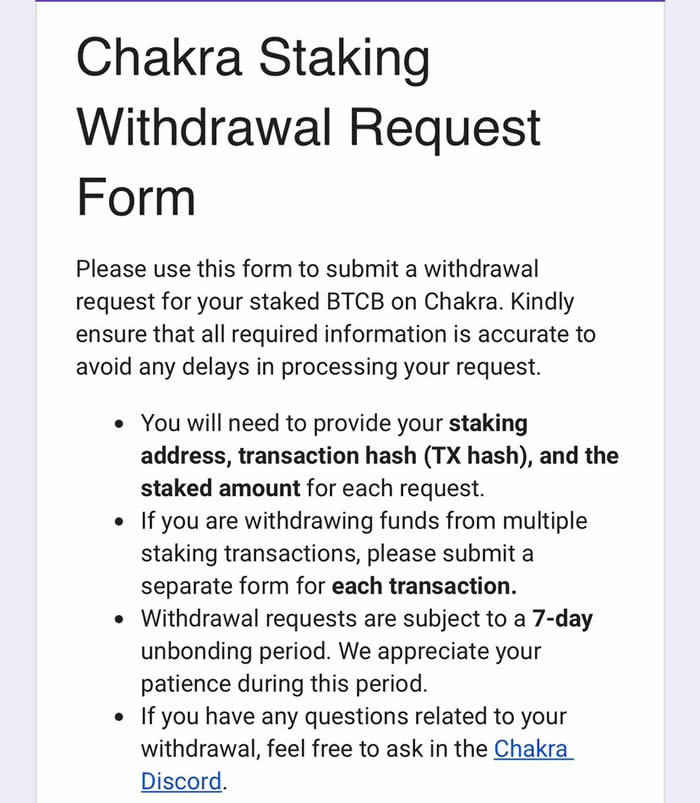Chakra质押BTCB的币安web3活动赎回 教程