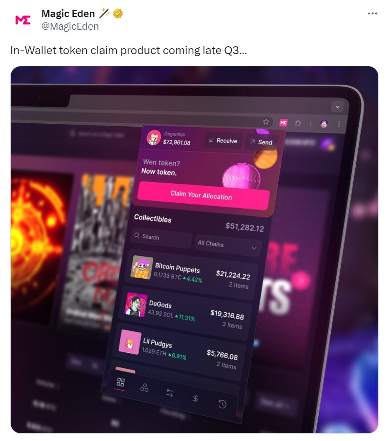 Magic Eden官宣发币,ME币价值几何？空投会何时到来？