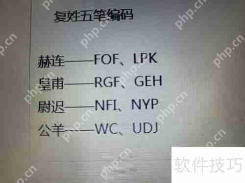 赫连皇甫尉迟公羊：五笔拼音编码解析