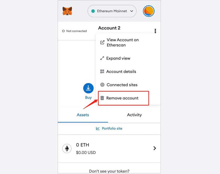 MetaMask如何删除账户中的wallet？