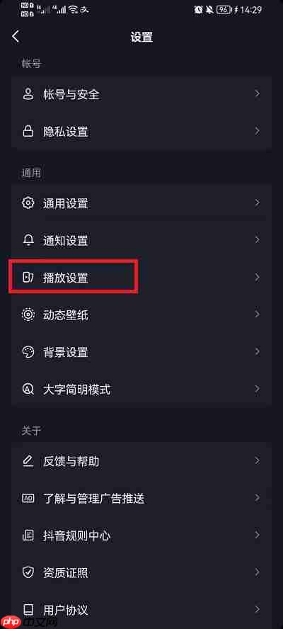 抖音播放设置在哪里