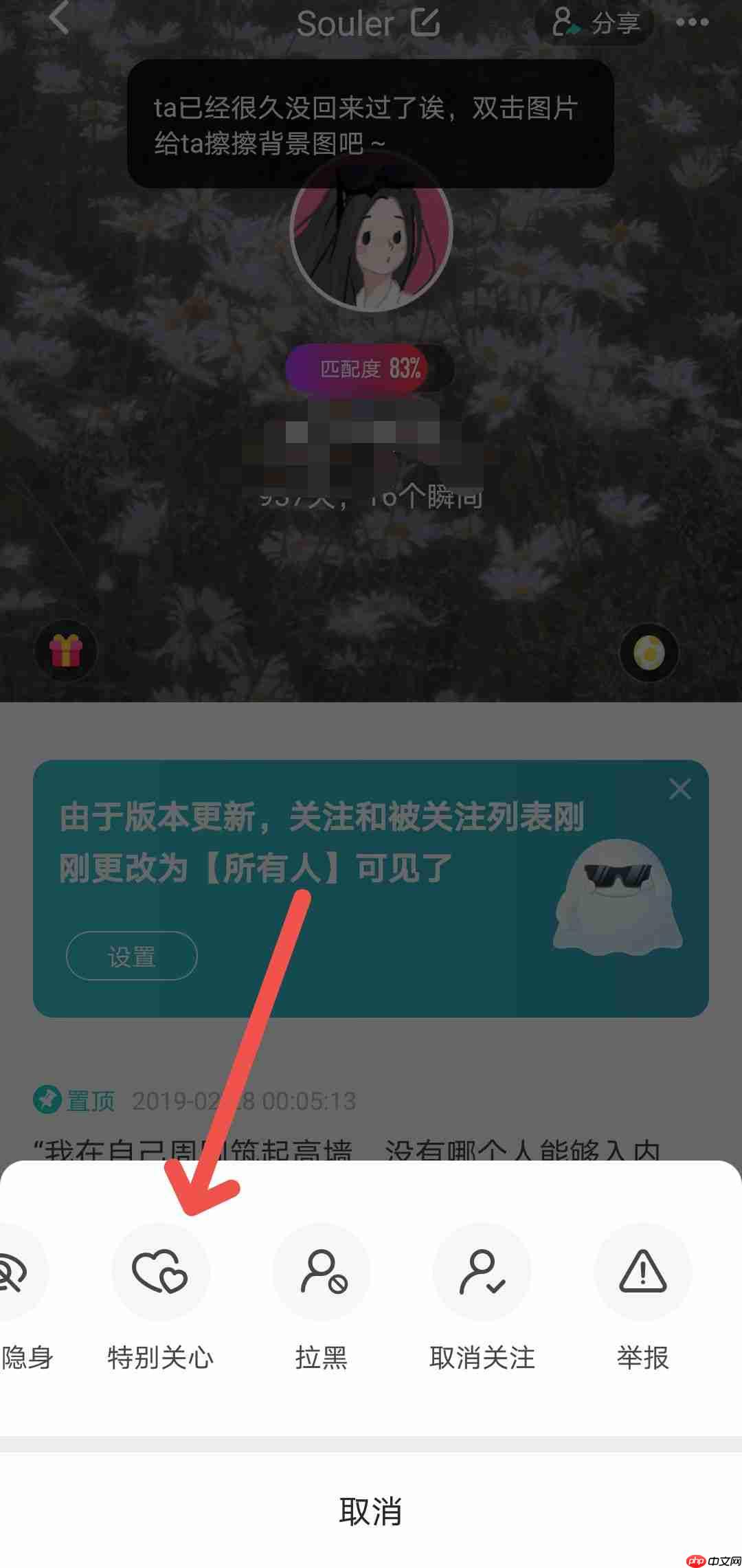 soul如何把好友设置为特别关心