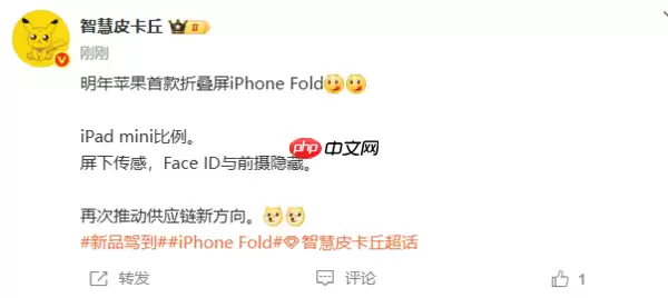 曝iPhone Fold将采用iPad mini比例!配备屏下传感器
