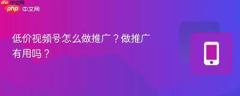 低价视频号怎么做推广?做推广有用吗?