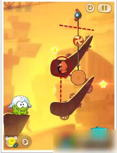 割绳子2废车场第13关第一步图示