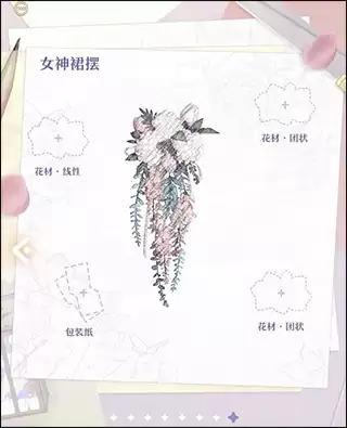 女神裙摆花束示意图