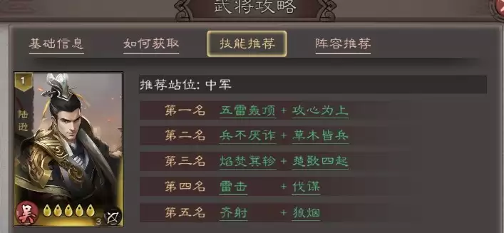 陆逊技能组合搭配示意图