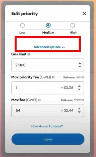 MetaMask高级Gas费用设置选项详解