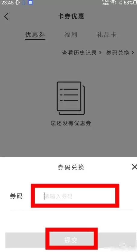 中免海南app输入券码界面示意图