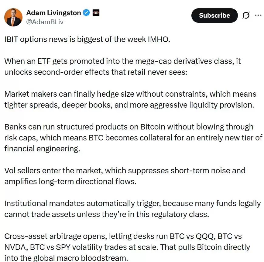 纳斯达克拟对贝莱德的比特币（BTC）ETF期权限额进行