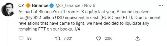 FTX交易所的倒闭其实CZ也有参一咖！？