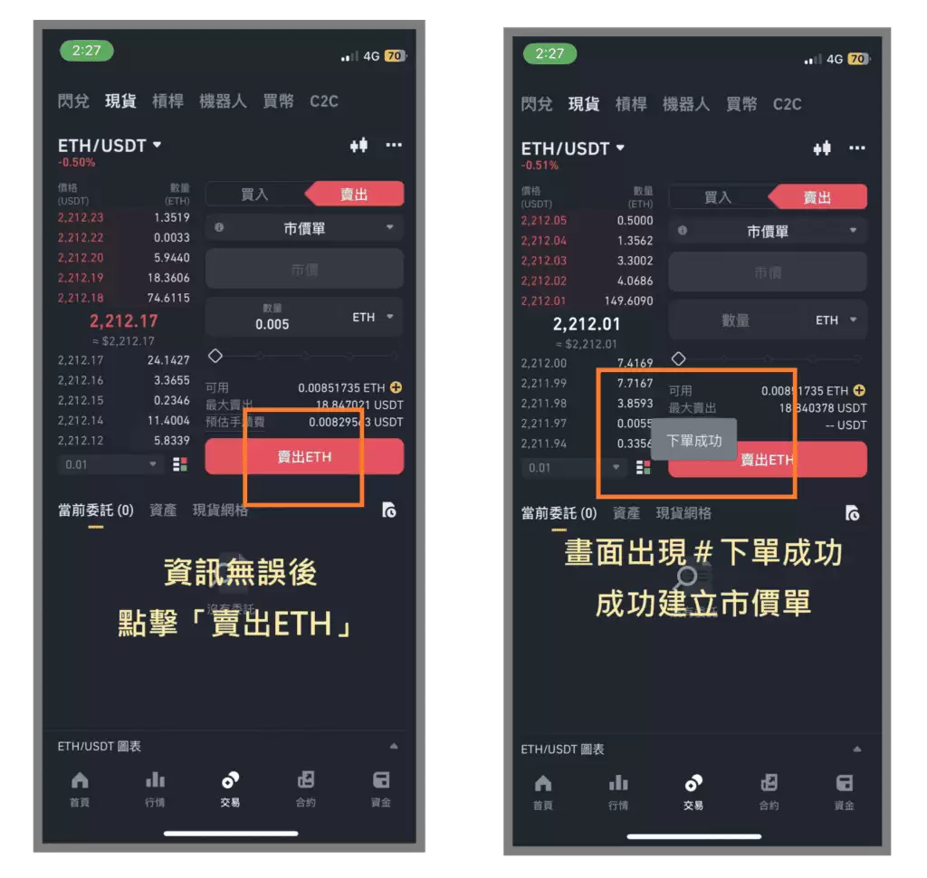 币安现货市场如何出售以太坊:限价单、市价单、止盈止损单、追踪止损单、OCO单教学