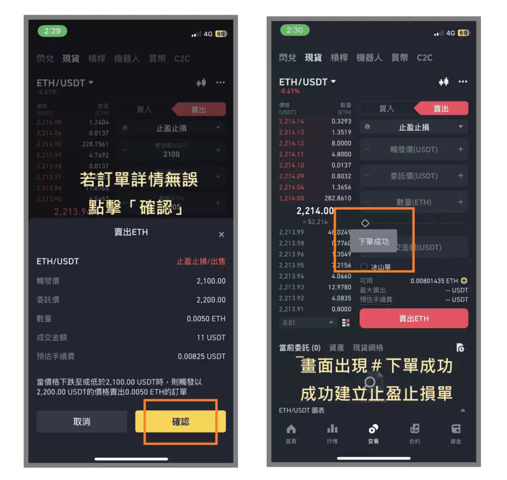 币安现货市场如何出售以太坊:限价单、市价单、止盈止损单、追踪止损单、OCO单教学