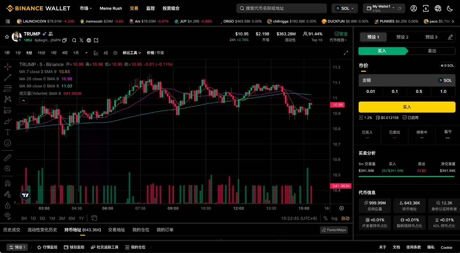 第二步：在币安wallet搜索并购买代币_图2
