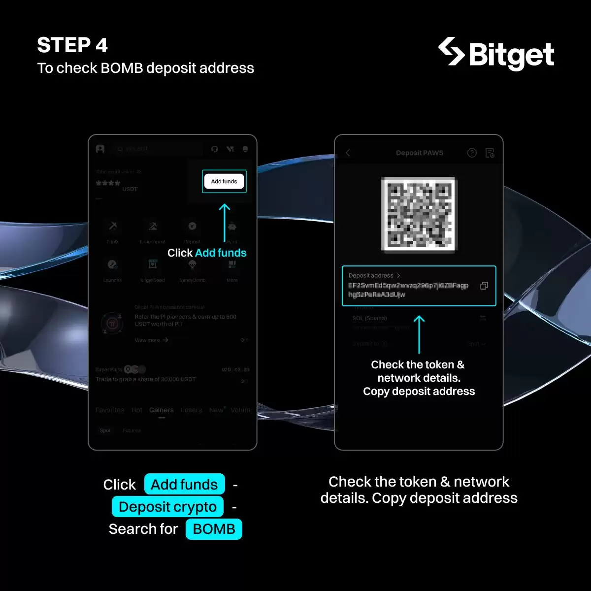 如何参与BOMB币空投？领取后,将BOMB币充值至Bitget交易所步骤教程
