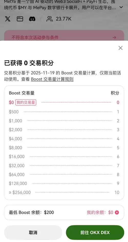 OKX Boost查看积分与收益