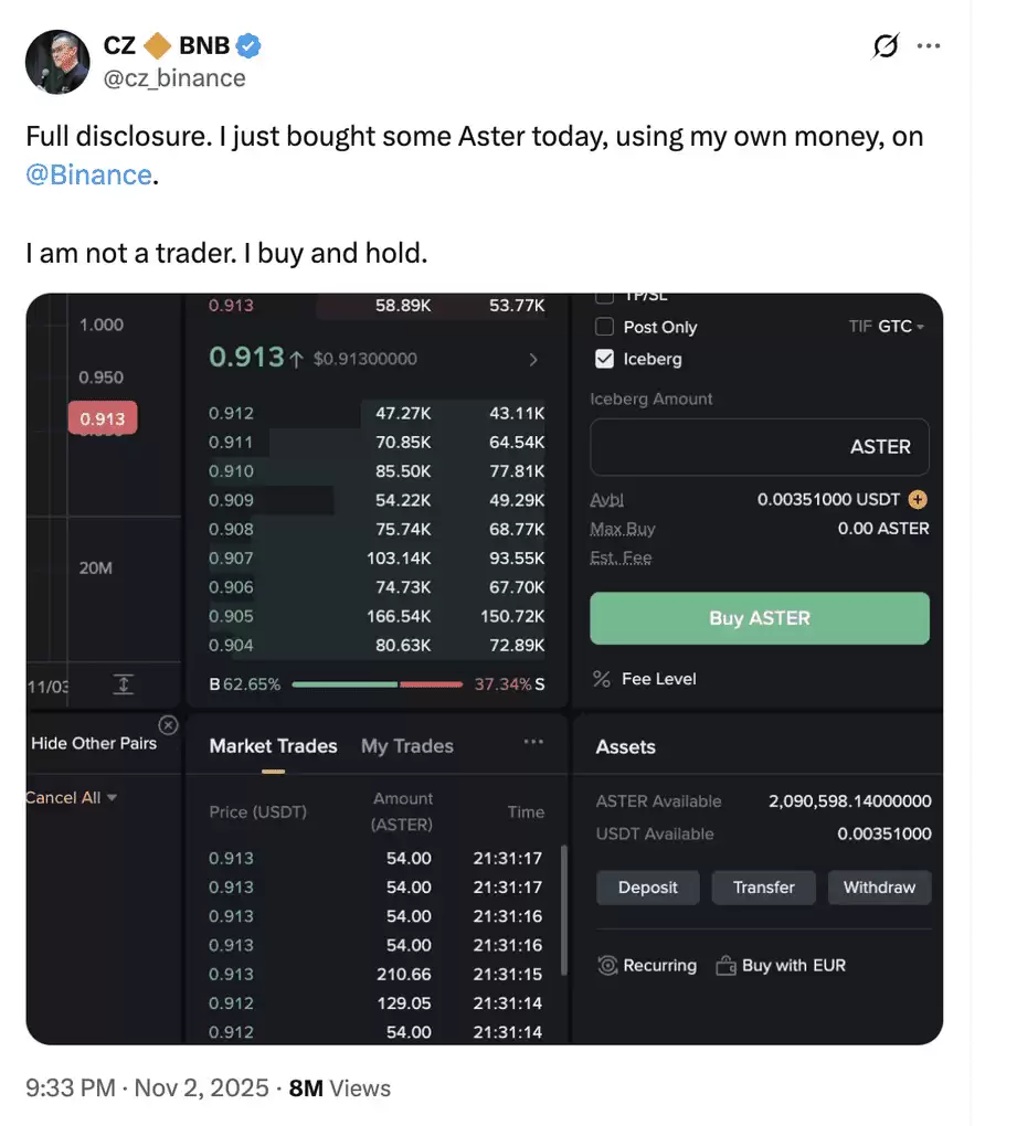 CZ投资Aster:Aster能否在2025年创下新高？Aster究竟是什么？