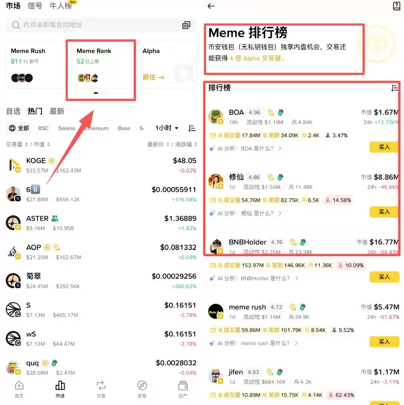 币安walletMeme Rush教学