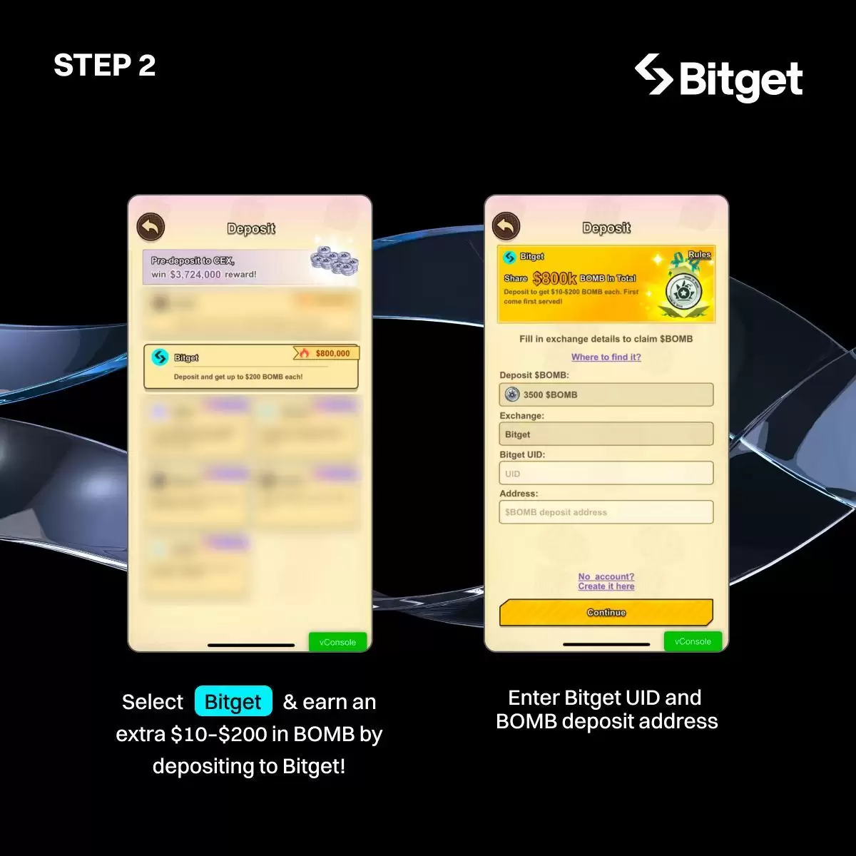 如何参与BOMB币空投？领取后,将BOMB币充值至Bitget交易所步骤教程