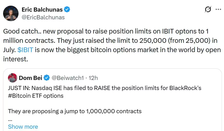 贝莱德比特币ETF期权拟大幅扩容